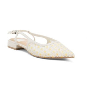 Women's DOLCE VITA Pamie Floral Sling Flats in White & Yellow